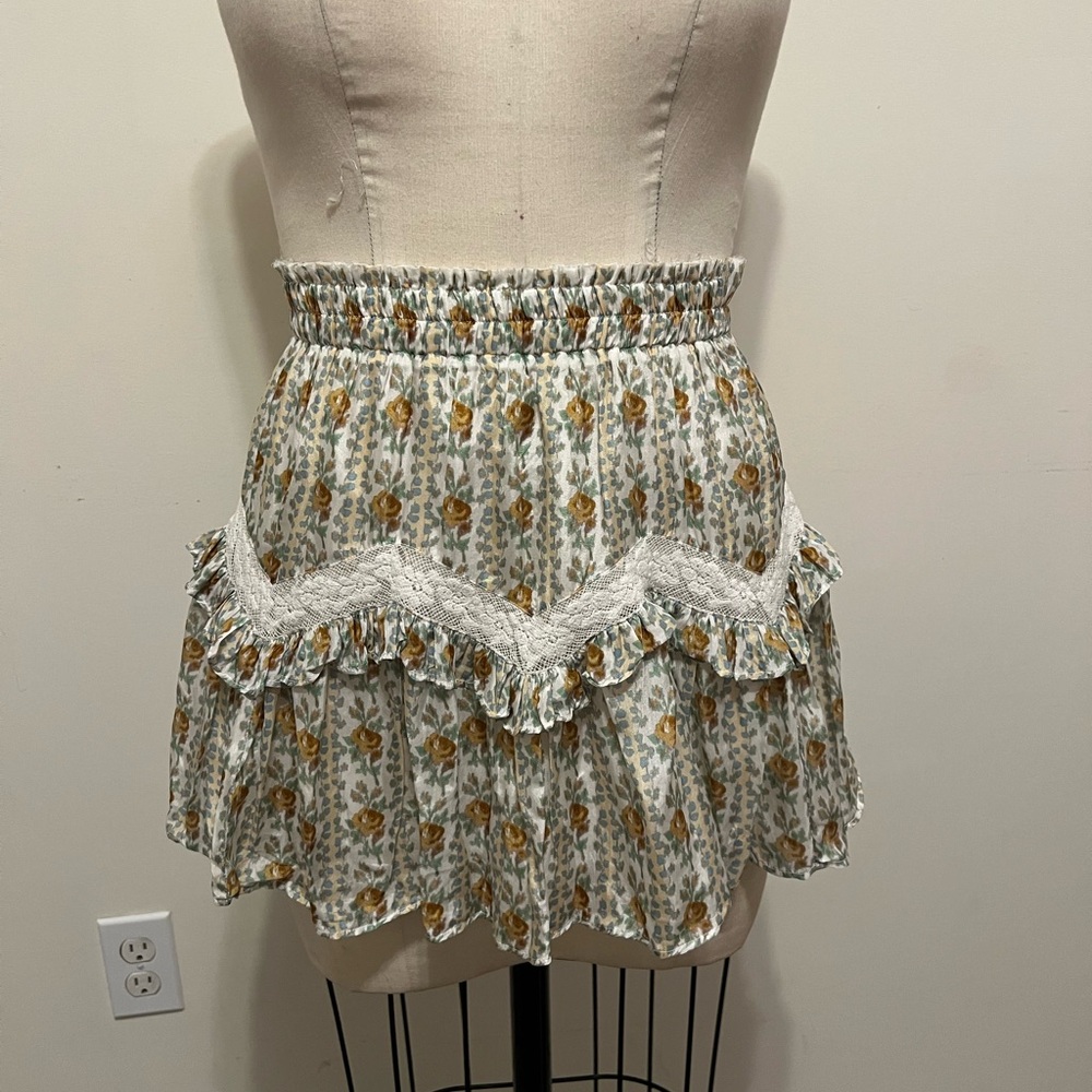 LoveShackFancy silk mini skirt size small